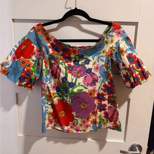 H&M Multicolor Floral Off-Shoulder Blouse